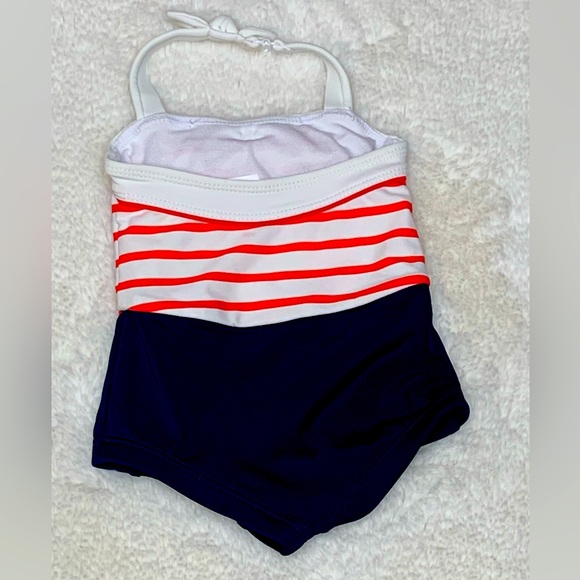 JANIE AND JACK RED WHITE AND BLUE ONE PIECE SWIMSUIT - Picture 3 of 3